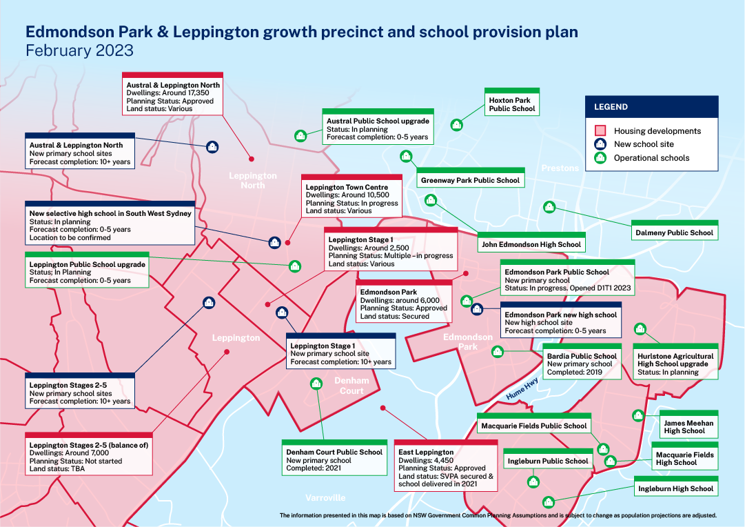 Edmondson Park and Leppington growth precinct and school provision plan (February 2023)