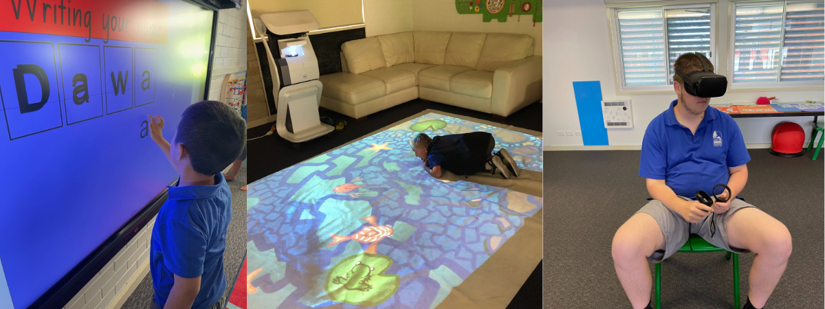 Digital screen, interactive flood projector and virtual reality at Fisher Road School