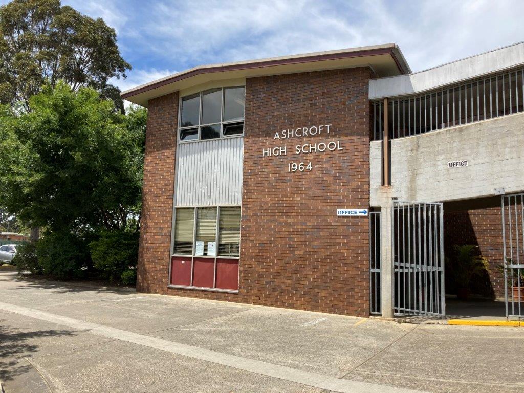The entry of the Ashcroft High School administrative building before the upgrade. 
