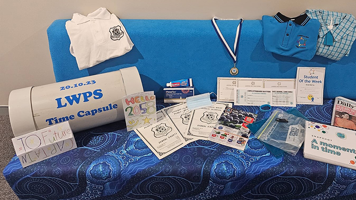 The contents of the time capsule including cards, letters, uniforms, newspapers, awards. The contents of the time capsule including cards, letters, uniforms, newspapers, awards.
